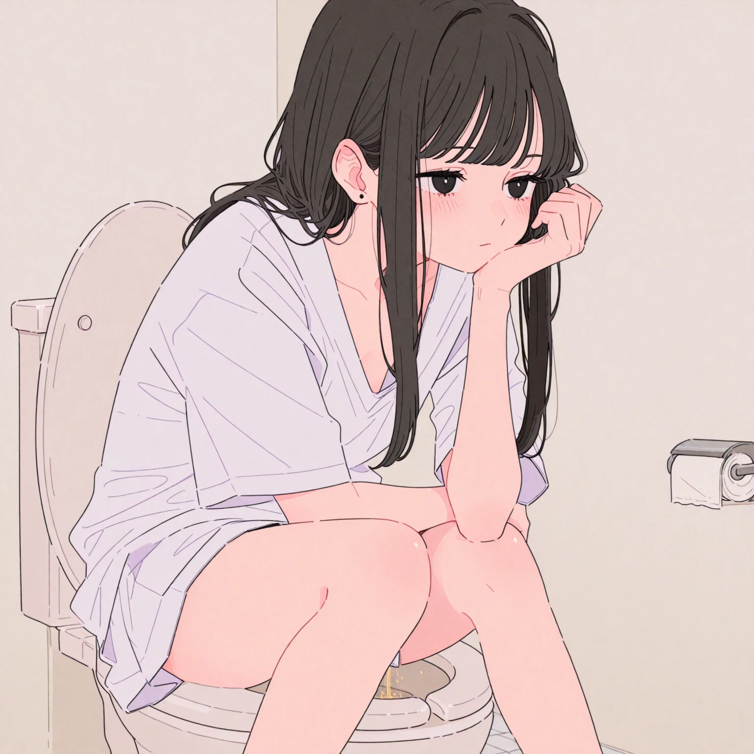 Best image quality, toilet, satin, ""White underwear"", sit, Spread your legs, Rainfall, ""male"",