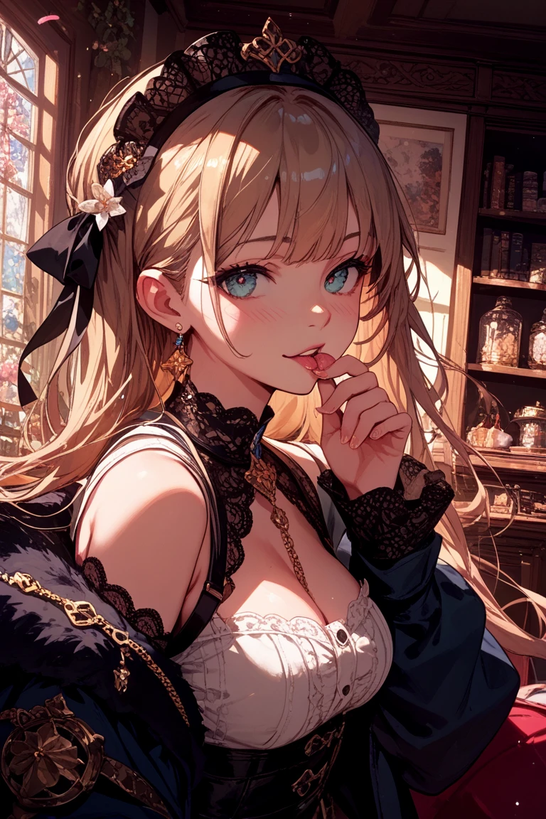 ((Super detailed illustration)), (masterpiece, 8k), (最high quality, high quality), perfect anatomy, Super detailed, Super detailed, perfect design, [beautiful g%victorian theme irl, victorian style, Light of the sun, bright colors, dramatic lighting, expressive eyes and lips, High resolution, 4K quality, realistic], (monocle:1.3)