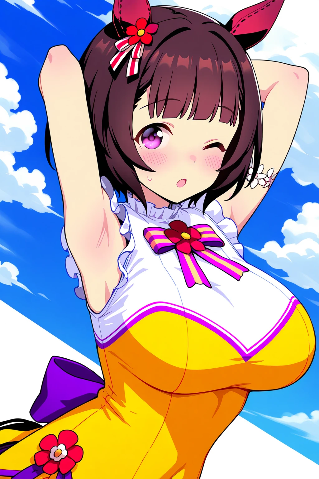 1人の女の子, 20 year, muy bonita, cuerpo sexy, piel blanca, brown hair, pink bow, ropa de colegiala rosa, vagina rosada y mojada, nsfw