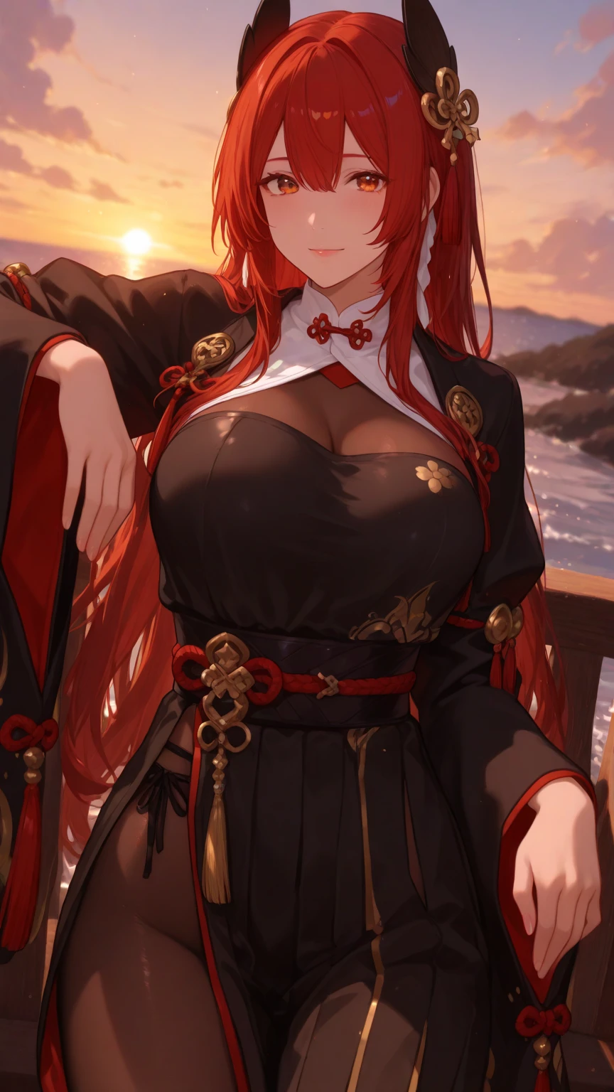 (Masterpiece, best quality, beautiful eyes, highly detailed, high res), 1girl, fox girl, fox ears, fox tail, orange hair, green eyes, miko, Japanese priestess, goddess, Miko clothing, mature woman, big breasts, massive breasts, massive cleavage, sexy, shiny skin, wet skin, water temple, water, wet clothes, shiny clothes, beautiful face, mommy body, divine, smiling, tight clothes, thick thighs,