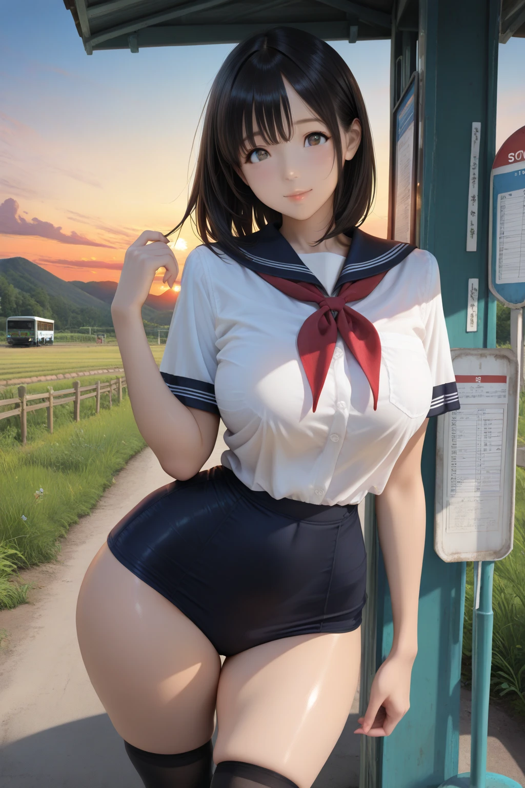 1female,35yo,Married Woman,Bigchest,Bigchest 。Big breasts Thin waist,Cocked buttocks,Beautiful legs solo,(Background with:aerodrome,Planes,inside of a cabin,drivers seat)Sit in the pilot's seat of the aircraft ,She has short black hair,bobo head,seen from the front, hair straight,,(((tmasterpiece),(Very detailed CG unity 8K wallpaper),best qualtiy,cinmatic lighting,detailed back ground,beatiful detailed eyes,Black eyes,Snow-whiteskin,Redlip(Very fine and beautiful),(Beautiful and detailed eye description),ultra - detailed,tmasterpiece,))facing at camera,A high resolution,ultra - detailed),revealing breasts,Bare genitalia, Bare , Bulge,legs are open,Raised sexy,Camel toes,Flushed complexion,Desire for dissatisfaction,frontage,stewardess,beret(Wearing:a sailor suit)