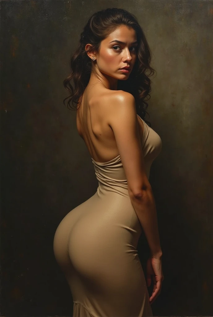 highly detailed, (((seductive naked erotic Nina North)) with beautiful butt.. Da Vinci style ..