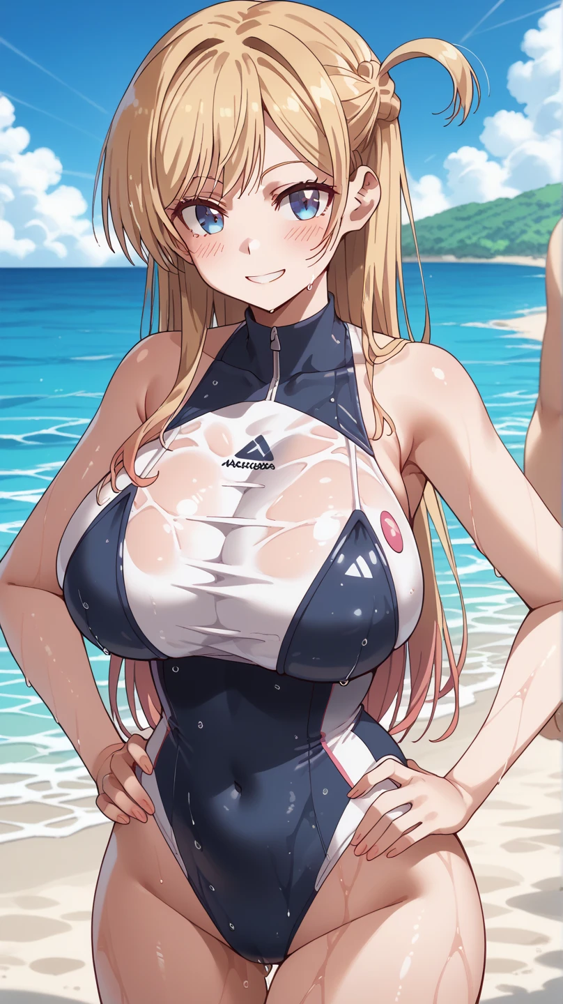 flaxen hair、Align your bangs、Drenched 、Bare、red blush、beutiful breast、I'm skinny、 blanche、Competitive swimsuit、Nipple sheer、Transparent、I'm skinny、long、Blue eyes、Full body posture、Wagas、full of sweat、full of sweat、