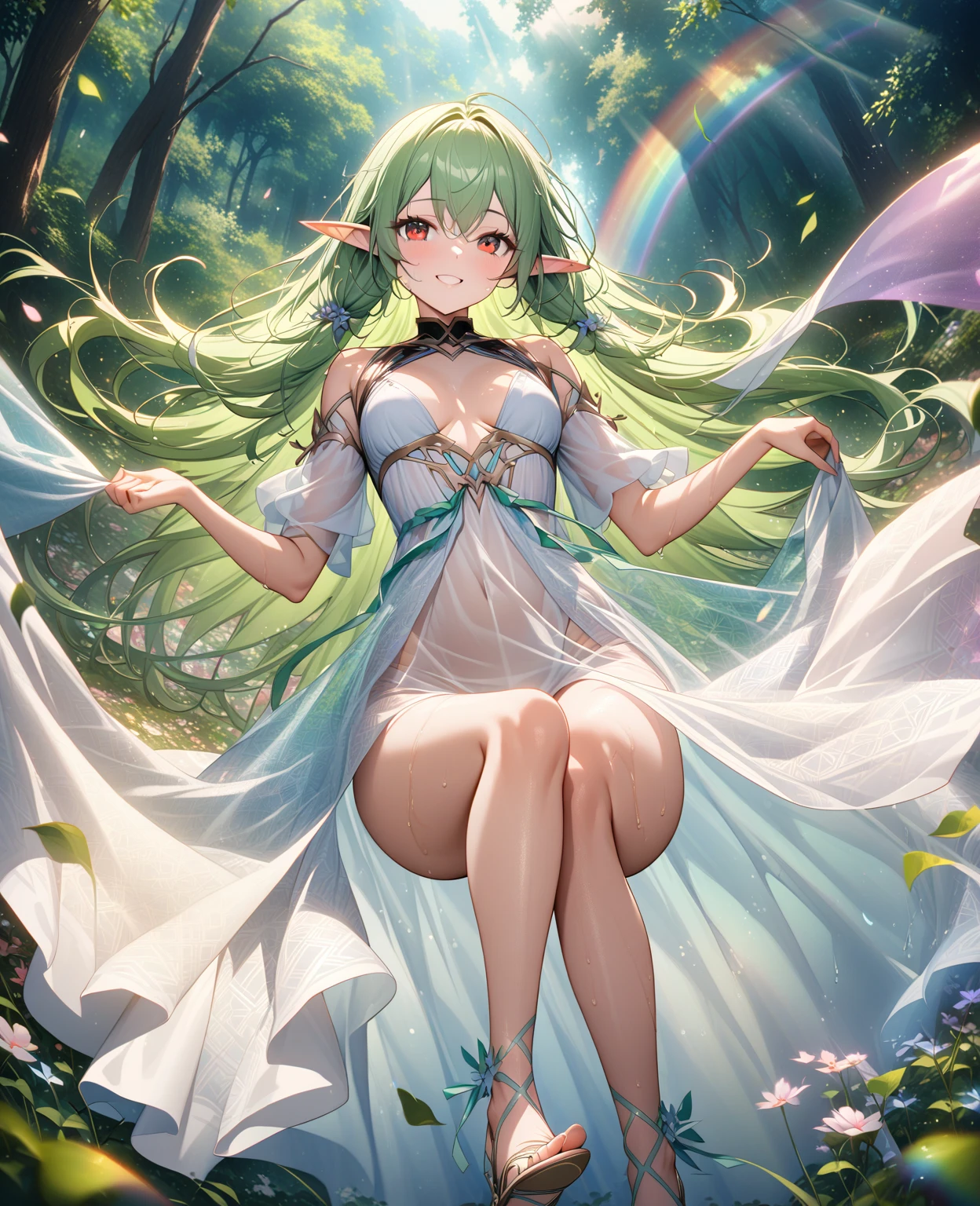 high high quality,tmasterpiece,exquisite facial features,Delicate hair,Elaborate Eyes,Delicate hair,Anime manga girl,Deer character hair,blossoms, dream style, Fantastic flower garden,Fantasy style clothing,romantic gown, beautiful and elegant elf queen, beautiful fantasy empress, fantasy art style, ((beautiful fantasy empress)), Japanese anime fantasy illustration, high priestess, Fairy Queen of the Summer Forest, Anime Art Nouveau style, goddess of the forest, portrait of an elf queen, A beautiful artistic illustration,8Khigh high quality细节艺术(Delicate Face Portrayal)(Fine hair depiction)(Best quality at best at best)(tmasterpiece)(High degree of completion)(a sense of atmosphere)8k wallpaper,tmasterpiece,Best quality at best,ultra - detailed