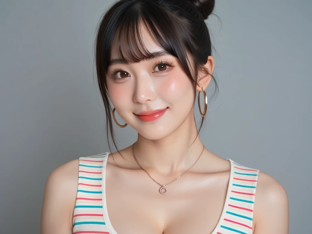 masutepiece, Best Quality, 
Ultra-detailed, finely detail, hight resolution, in 8K,
((Photorealsitic:1.4, Raw photography, 超A high resolution,Top image quality: 1.4)),
Wallpaper, 
((Composition that includes the perfect whole body)), 
Beautiful detailed eyes, Natural Color Lip,
((a serene smile:1.5)),
((Random and cute hairstyles)), 
((Random and cute poses)),
((Medium chest、cleavage of the breast:1.2)),
((chest opened:1.5)),
((Random Design Knitwear:1.3)),
((breastsout、under look eyes、Mole on the arm:0.9)),
((from the front side)),
((Random blurry background)),
((Random and cute facial expressions)),, 
((Lean forward with your chest between your arms))
very detailed and professional lighting、
((Random and cute facial expressions:1.5))、
((thigh visible、I can see panties:1.5))