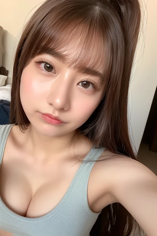 nsfw, (wearing Bra top, panties:1.4),bra top:red, (selfie shot:2), (flat chest:1.7),(Close Up: chest:1.5),(from above:1.5),,Top quality, 1 beautiful Japanese woman, teen,high school student,(18 years old),bob cut, (brown hair:1.2), Ultra-realistic capture, Highly detailed, High resolution 16k close-up of human skin. Skin texture must be natural, With such detail that pores can be finely identified. Skin should look healthy, In a uniform tone. Use natural light and color,
