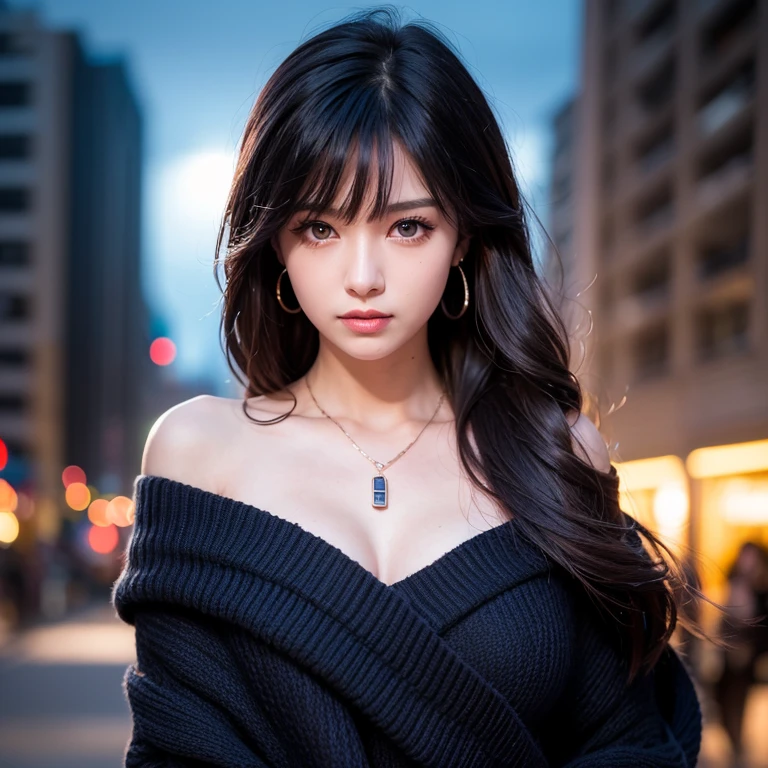 (Highest quality, masterpiece:1.2, Ultra-high resolution), (Reality: 1.4), Original photo, Japanese, One girl, Beautiful breasts, Beautiful Eyes, Baby Face, Beautiful Skin, ((Off the shoulder, dress)), Cinema Lighting, Ultra-detailed, (night), trip, Stylish, Female Sniper, Restrictions and commitments, (((The world of HUNTER×HUNTER:1.3, Psychic:1.3, Spirit Beast:1.2))), (Detailed eyes and face:1.2), (Detailed hands:1.1), (Perfect Anatomy:1.2), Short Hair, (Prayer Pose:1.3)