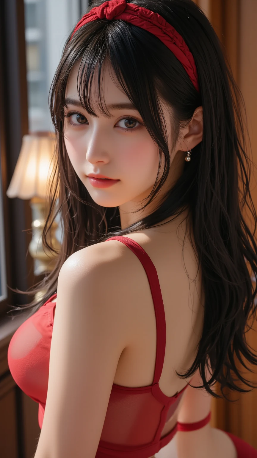 (8k, RAW Photo, Best Quality, Masterpiece:1.2), Ultra Detail, Super Resolution, (Realistic, Realistic Photo:1.37), Portrait, High Detail RAW Color Photo, Professional Photo, Extremely Detailed and Beautiful, Extremely detailed, 8k wallpaper, amazing and detailed, huge file size, official art, highly detailed CG unity 8k wallpaper, highly detailed beautiful girl, highly detailed face, highly detailed eyes, highly detailed skin, highly detailed fingers, highly detailed nose, very detailed detailed mouth , perfect anatomy, highly detailed background, highly detailed clothes, 1girl, (20:1.2), 20s, cute girl, realistic body, petite, fair skin, glowing skin , slim body, handsome body, (huge breasts), black hair, long hair, (blunt bangs:1.2), smile, cute, youthful, cute face, realistic face, delicate eyes, drooping eyes, (Erotic, Bikini, Triangle bikini, String bikini,), (ハイレグ, Tバック), cowboy shot, facing front, standing posture, Contraposto, dynamic lighting, cowboy shot
