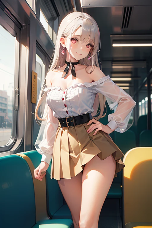 highest quality、High resolution、detailed background、beautiful and detailed face、beautiful and smooth skin、skin texture、
sit on the train、Beautiful teenage girl、(huge breasts:1.3)、(two beautiful girls:1.5)、cute黒髪の編み込みヘアースタイル、
cute色のセーラー服、white sailor collar、Pleated mini skirt with tartan plaid pattern、white knee high socks、white overknee socks、cuteピンクの花柄刺繍パンティー、cuteピンクの花柄刺繍ブラジャー、underboob、emphasize the chest、emphasize cleavage、((She flips up her skirt to show her panties))、look at me with cold eyes、sexual expression、panty shot、camel toe、cute