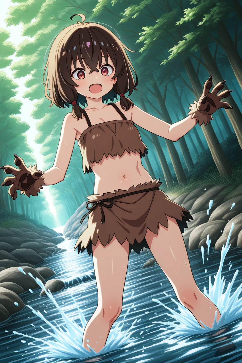 Centaur、whole body、Flat Chest、belly button、Short Hair、Delicate face、Sinking in quicksand、Fall forward、Sweat、Ultra HD、Masterpiece