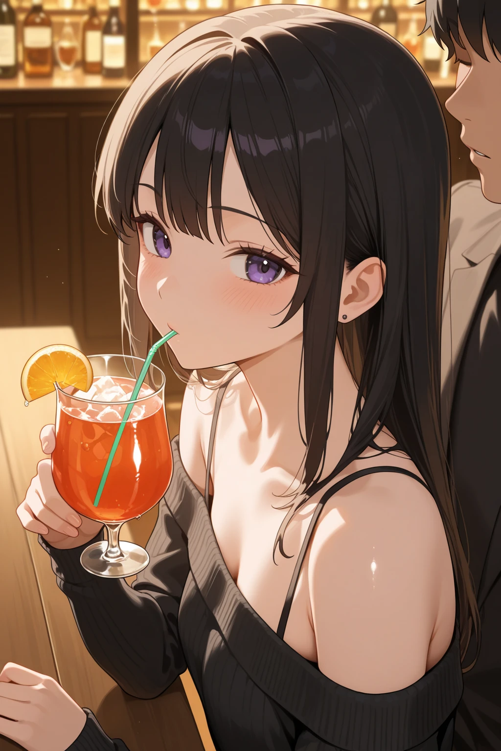 masterpiece, absurdres , (intricate details), (colorful),cinematic lighting,bust shot,extremely detailed CG unity 8k wallpaper , hyuuga hanabi ,restaurant, bunny, black leotard,   looking at viewer, tray,