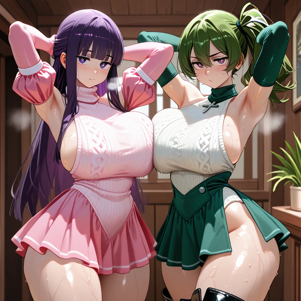 masterpiece, best quality, ultra high res, ultra-detailed, inside a kitchen, night, caroline, slut, (green hair, green eyes, twintails: 1.4), red lipstick, red eyeliner, (gigantic tits and giant cleavage: 1.4), hairy pubic hair, (naked with erotic white lace-trimmed apron, black lace-trimmed thong panties, black fishnet tights, black high heels: 1.5), looking at the viewer, sexual alluring expression, moaning, pleasure face, horny, very erotic face, wet, (a photo of caroline having sex with an old man in a kitchen with lots of cum while being rammed in her soggy pussy and looking at the viewer with a very pleasure face and sexual horny open mouth with tongue out: 1.6), (bottom close pussy photo: 1.5)