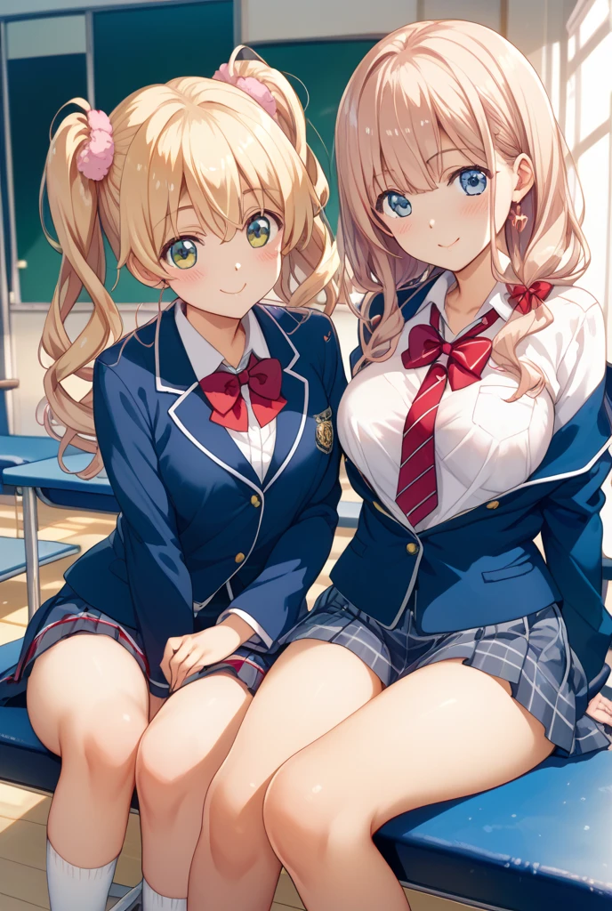 ((1 girl))、(smile:1.5)、small breasts、(cowboy shot)、(fun!!)、(白いcardigan:1.5)、(blonde)、blush、(single braid)、(eye highlights:1.3)、blake black shoes,(黒いskirt)、bow, button, shirt with collar, long sleeve, ((red bow tie, , black jacket, open jacket, cardigan, white shirt, 黒のskirt, チェック柄のskirt、white socks)),, shirt,, skirt, socks, thighs, white shirt, Rest indoors, ((classroom:1.5))、 BREAK while watching the audience、(skirtを掴む:1.0)、 (perfect hands, perfect anatomy),cowboy shot、(skirtlift:1.3),(highly detailed white panties:1.3)、(highly detailed panties:1.3)、、(skirt that rolls up:1.3)、(fully exposed panties:1.5)、blue eyes