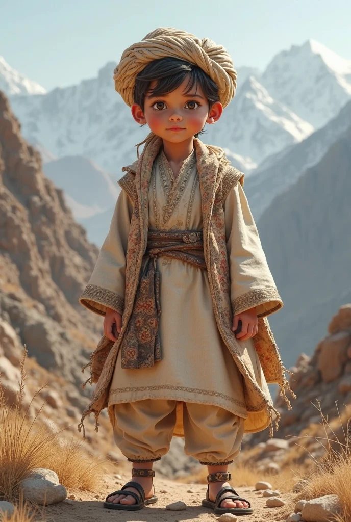 syrian boy, desert, in traditional clothes