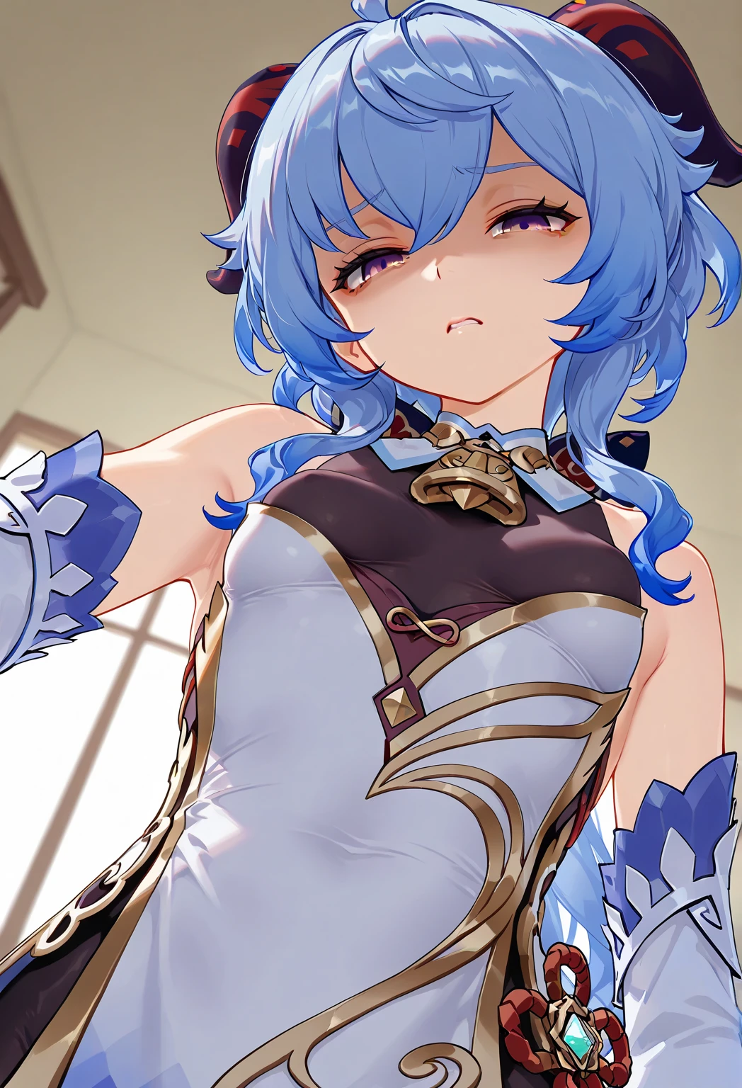 ((Highest quality))((masterpiece))((detailed))(nsfw)((Highest quality))((masterpiece))((detailed))(Browsing Caution) (1girl,1boy)netorare blue hair、Large Breasts (Wet and see-through chinese clothes)