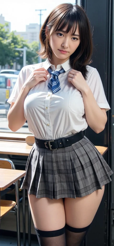 Very detailed、masterpiece、Highest quality、Ultra-high resolution、8K High Resolution、Photogenic transparency、Detailed eyes、Gradation、Perfect anatomical figure ,hard disk、Hmph , Nikon Z9 80mm Lens , Tabletop、Street in front of Tokyo Station、Standing model、shirt、(school uniform:1.5)、(((Skirts must be worn)))、(((Lift the hem of a skirt)))、Panty Focus、Too bright natural light、sunlight、(((While standing, She lifts her skirt to show her pussy to the camera.)))、(((Beautiful and white teeth)))、(((Raise your skirt higher and higher,Show your pussy to the camera)))、Ultra slim body、(Big Breasts:1.7)、Slim model body shape、Beautiful posture、Wearing a collar、Earrings、Earrings、((Navy Blue Skirt))、crowd、Erect nipples、ponytail、shaved pussy,Thin eyebrows
