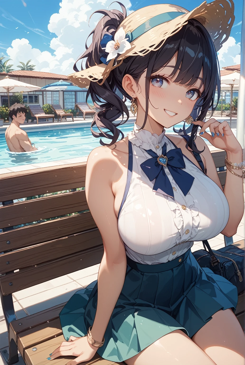 In the children's pool in the garden of the house,
The girls wore slightly frilled bikinis,10years old,flatchest,Lori huge breasts cleavage,short man,ssmile
,Open the mouse,intriguing,cheerfulness,kneeling down,
Water flows out of the garden hose,Spoken music notes,Duck toys,夏天,rays of sunshine,Ridiculous resolution,ultra - detailed,Best quality at best,