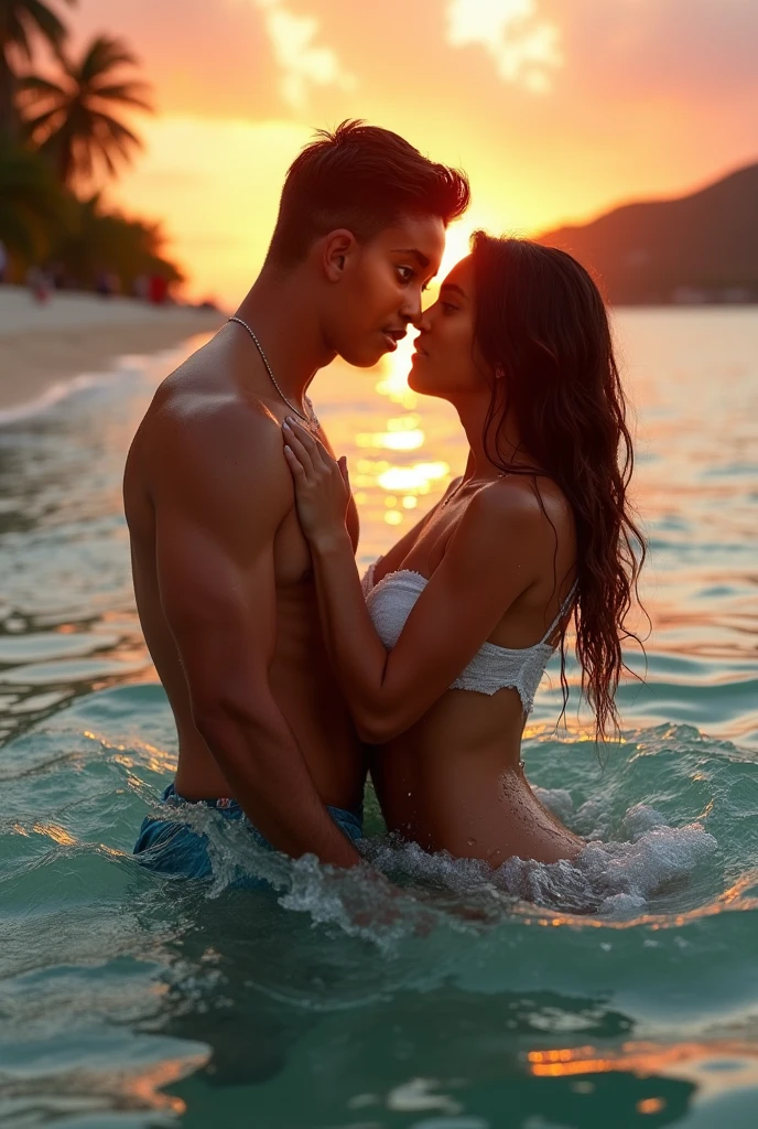 A hyper realistic sex on the beach in a bar