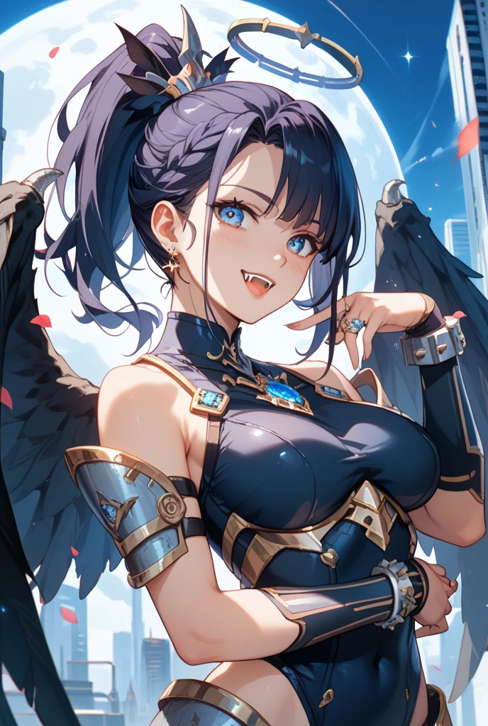 （（（masterpiece、Highest image quality、highest quality、highly detailed unity 8ｋwallpaper）））、（（Illustration of one girl、upper body））、（（（beautiful girl）））、blue hair、stocky build, thickset physique：1.3, broad shoulders, solid chest、（（（big breasts）））、white clothes