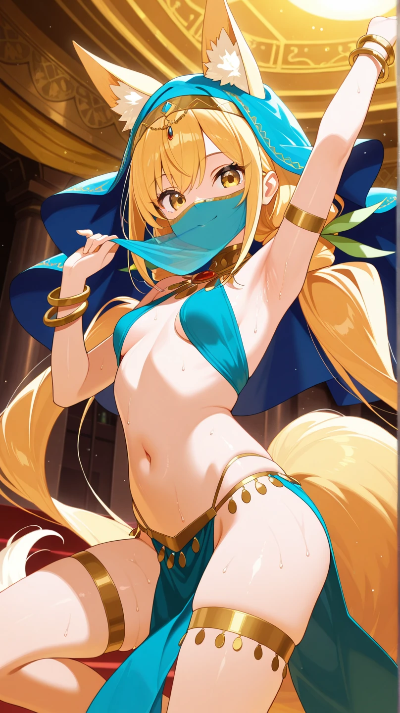 ((Highest quality)), ((masterpiece)), (Familiar), Lusamine,thin,Long blonde hair,Small breasts,Small breasts,Erect nipples,Adult female,Green Eyes,Slanted Eyes,kimono,華麗な赤いkimono,Gold embroidery,hairpin,Captivating smile