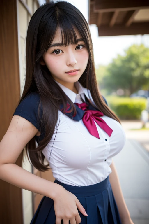 NSFW,((top-quality、8K、​masterpiece:1.3))、Crisp focus:1.2、Beautiful woman with perfect body shape:1.4、((((small tits))))、a wet body:1.5、Highly detailed facial and skin texture、A detailed eye、二重まぶた、(((Braided shortcuts)))、BDSM,Slave,束缚,gargantilha,From below,angry,(((Breasts protruding from the uniform)))、Prime lens 85mm、F-number release、Spread your legs on the way home from school、Back lighting、Detailed lewd part、Black stockings、