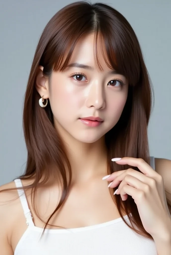 1girl, 2 woman, cute face, Small breasts, medium breasts, large breasts, beautiful face, (perfectly detailed face), ((looking at viewer)), Simple Background, ((white background)), ((white wallpaper)), White skin, (bright lighting:1.2), perfect lighting, photorealistic, (bokeh), UHD, anatomically correct, highres

