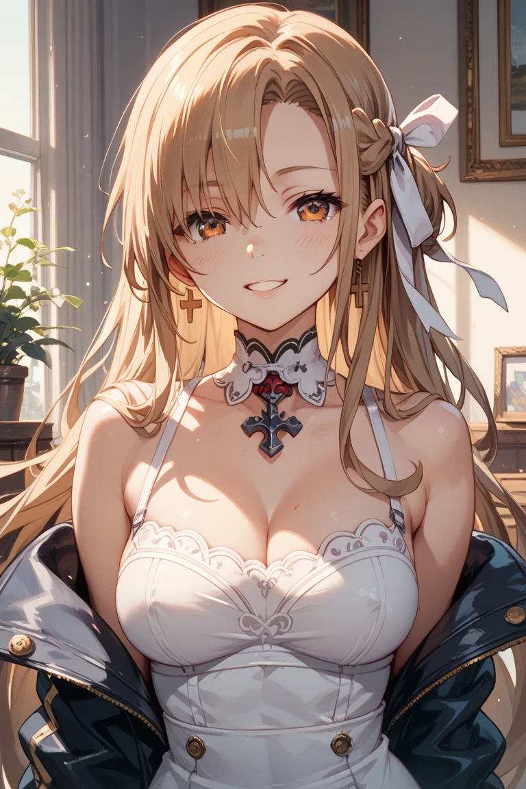 （Best image quality）,masterpiece,8k wallpaper,One Woman,22 years old,Europe,（（German folk costume））,((Large Breasts:1.2)),Cleavage,On all fours,Looking up at the audience,Captivating smile，The background is a German village,Natural soft light,frontage,70 degree angle of view