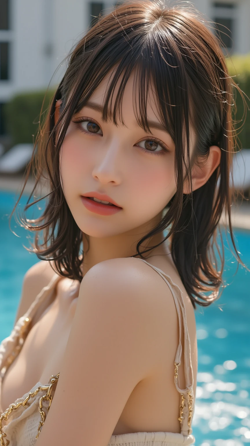 1girl, Extremely cute, Amazing face and eyes, (Beautiful lovely smile), (extremely detailed beautiful face), bright and shiny lips, sexy look, keep staring at me, smooth skin, super beautiful, attractive, (Best Quality:1.4), (hyper quality), (Ultra-detailed), (hyper-realistic, Photorealsitic:1.37), Authentic skin texture, complex details, extremely detailed CG unified 8k wallpaper, RAW Photos, professional photograpy, Cinematic lighting, (taking a bath in a hot spring), ((Hot springs, open-air baths, forests, forests, sunsets)),