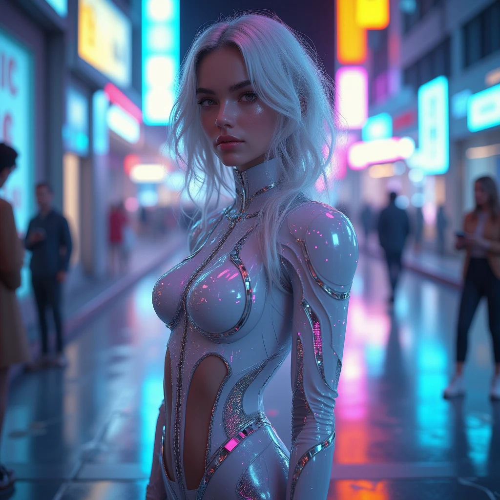 cyberpunk aesthetic, light eyes, eyelash, eyeliner, good makeup, sexy, (pale skin:1.9), detailed face, pretty face, rouge, good texture, strong shadows, bright, small boobs, skinny, transparent clothes, tanga, looking up, camera down, energetic pose, dinamic pose, athletic, 8k, fangs, detailed, tattooed, direct dark light, street background, balcon, neon lights, coloured, night, wet clothes, detailed nipples, naked, no underwear, mecanic arm, wet, fiber muscles, strong woman, small nose, big eyes, great quality, jewelry, purple filter, detailer vagina, wet underwear, neon direct, light, naked , focus face,, pink, hair, cyberpunk 2077, edgerunners, blade runner, gothic legs, lasers,, slim underwear, erect nipples