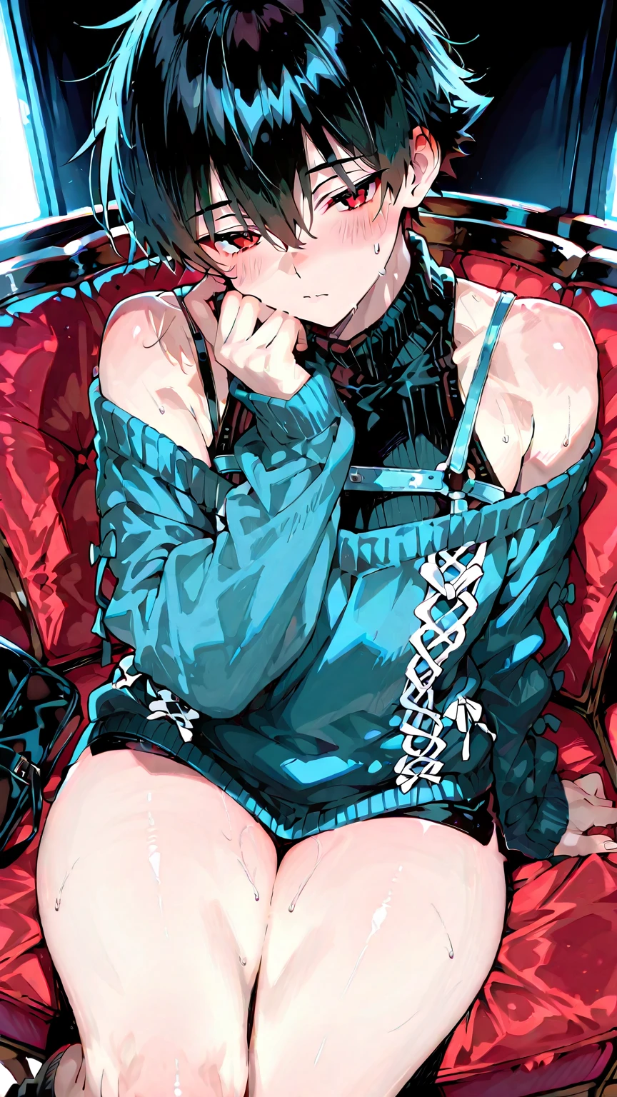 ((Highest quality)), ((masterpiece)), (detailed), One girl, sexy、Muscular、Spread your legs、Anus is visible、Flat Chest、13-year-old girl、bottomless、The best smile、Blushing、topless、Shortcuts、Dark skin
