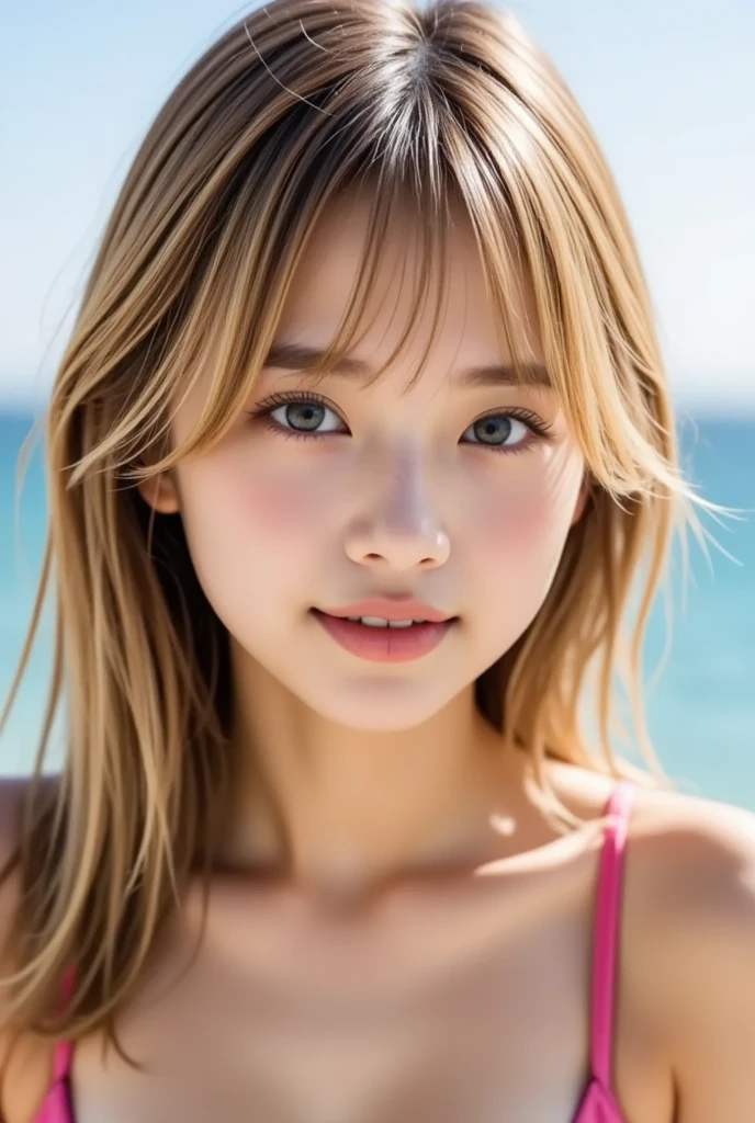 Sexy big boobs、Sexy cute looks and cute 15 year old beautiful girl, Beautiful and sexy face、A strong wind blows my hair in front of my face、With straight blonde hair、Beautiful, cute and sexy eyes hidden behind long bangs、Sexy big 、Sexy cute looks and cute 15 year old beautiful girl, Beautiful and sexy face、A strong wind blows my hair in front of my face、With short blonde hair、Beautiful, cute and sexy eyes hidden behind long bangs、Tops Bikini、Shorts、1 person、1 shot