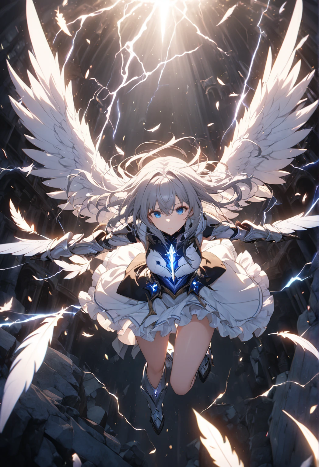 Looking at viewerMain role, [Valkyrie|Angel], sudden approach, Motion blur to express explosive acceleration, Combat Flight Mode, Fly high with detailed and aesthetic wings, 
BREAK Detailed silk texture, upscale, Gloss, gloss, Suppiness, Mature eroticism, 
BREAK 神々Pure white, Aesthetic reflection, 
BREAK Emphasizing the acceleration of the speed of sound(Holographic Motion Blur), Leaning forward with legs stretched out behind, 
BREAK Clear and pure eyes, loooking at viewer, 
BREAK ((Raise your sacred bow and arrow and aim at the viewer)), Pure Gold Gloss, Metallic Reflection, 
BREAK loooking at viewer, Detailed and attractive faces, calm, brave, concentrated, Glaring at the audience, 
Dynamic shot, (Improved transmittance across the entire subject:1.6)