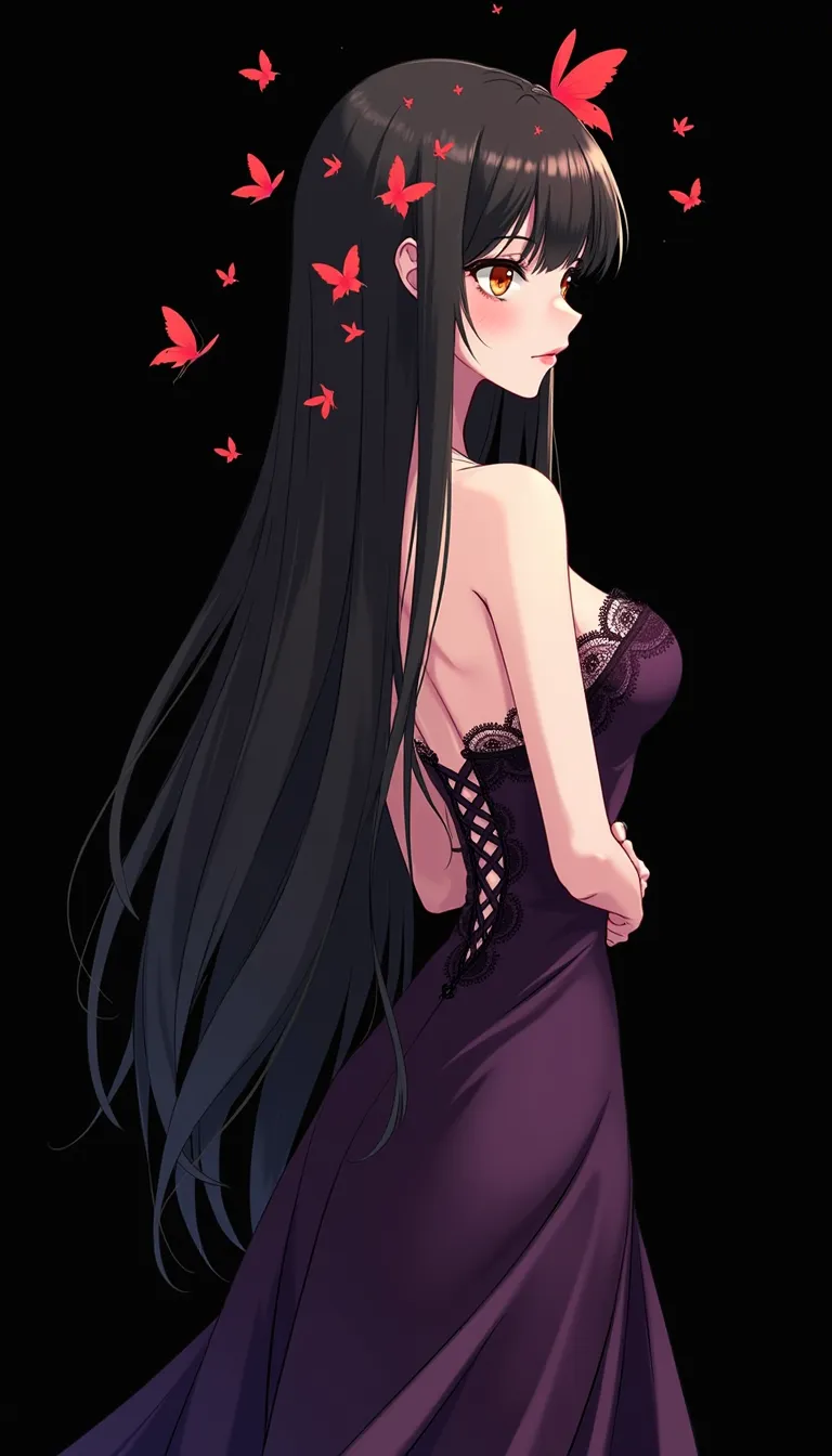 Ragazza con le farfalle autunnali