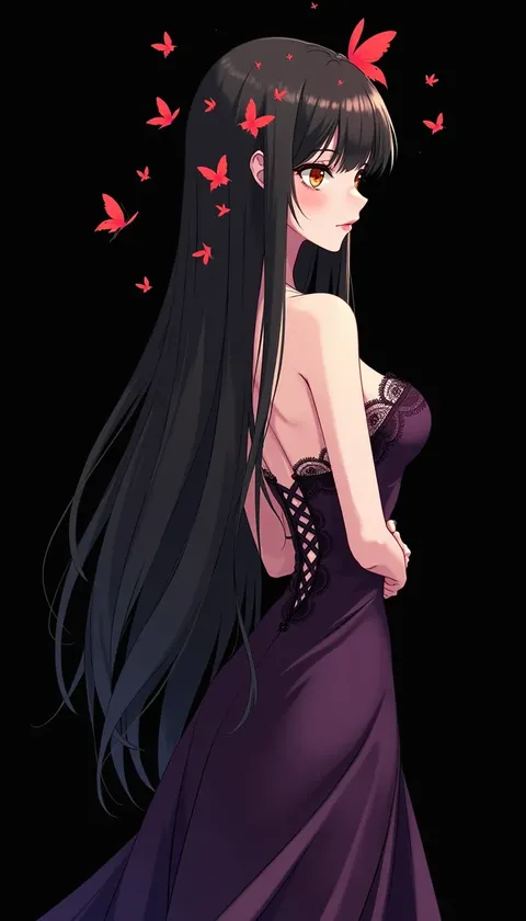 Niña con las mariposas de otoño