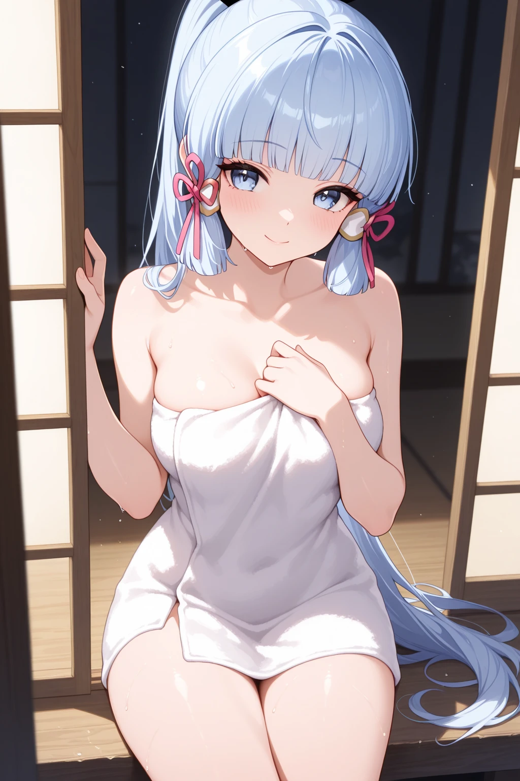 (Photorealsitic:1.4), (masterpiece, side lights, Exquisite beautiful eyes: 1.2), masterpiece*portlate, realisitic, 3D 顔, Luminous Eyes, Shiny hair, Glossy skin, 独奏, embarrassed from, (hason),Naked portrait、Upper body portrait、(small tits)、