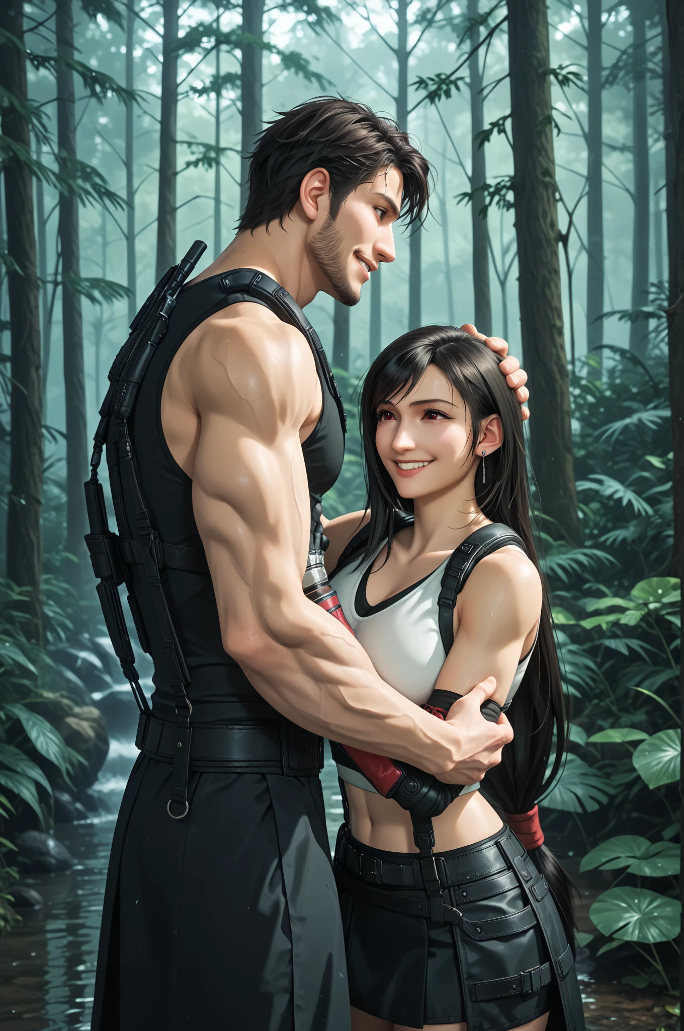 Background change cyberpunk handsome boy and girl ultra realistic face