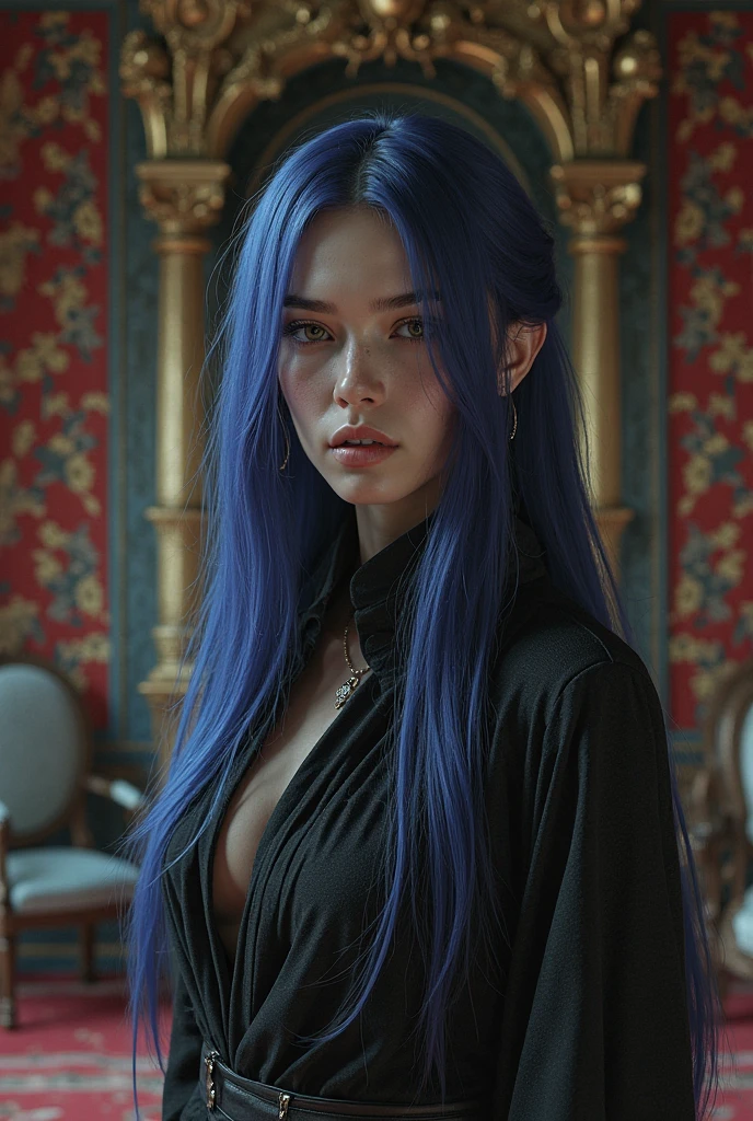 a beautiful naked woman with blue hair, detailed facial features, hyper realistic, highly detailed, cinematic lighting, dramatic lighting, ambient occlusion, volumetric lighting, photorealistic, 8k, extremely detailed, intricate details, delicate facial features, elegant pose, graceful movement, flawless skin, shimmering highlights, vibrant colors, cool color tones, atmospheric, dramatic composition, fine art quality