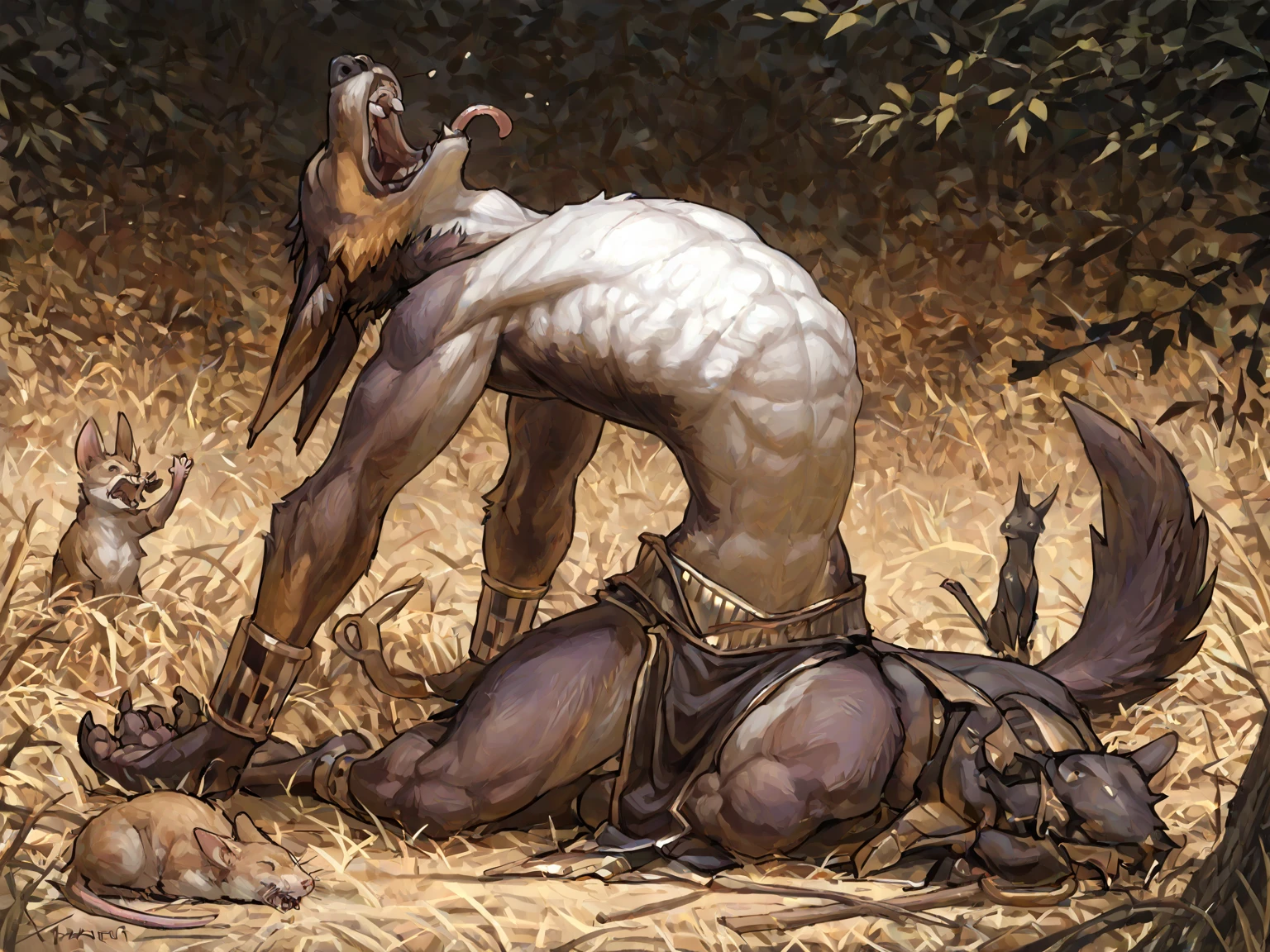 Solo Sexy young anthro scalie dragon male mercenary medieval solider, slim endomorph muscular, anthro handsome gay shorter muzzle, handsome gay model male apperance, sword scars, worn out leather skimpy armament, low on hips heavy leather belt, old very worn out skimpy dirty linen material jockstrap, old yellow dirty worn out stains on white sawn jockstrap, very visible "x" brown seam pattern on the jockstrap, studded skimpy armlets breastplate armor, skimpy breastplate, leather bondages, fingerless leather gloves, smelly unwashed husk, dirty body look, desert battlefield, standing in sexy fighting position, close view of full character