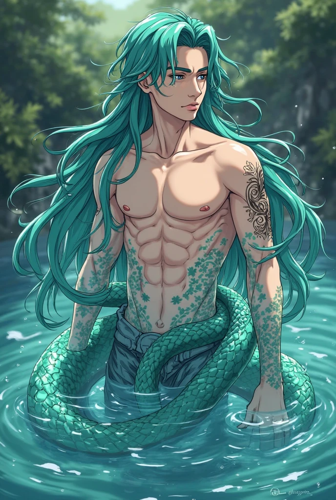 (masterpiece, best quality), 1boy,  wearing micro thong, full mast, erect bulge, see-through thong , mushroom water world, wide angle, athletic body, male, iridescent skin, flat chest, silver eyes, green hair styled in spikes, determined expression, bioluminescent lighting, small waist, broad chest, big mane, slim scruffy, muscular , illustration, watercolor ink sketch, (best quality)), intricate detailed,solo, masterpiece, art by hermann nitsch, zdzislaw beksinski, dariusz zawadzki, giger, dragan bibin and l