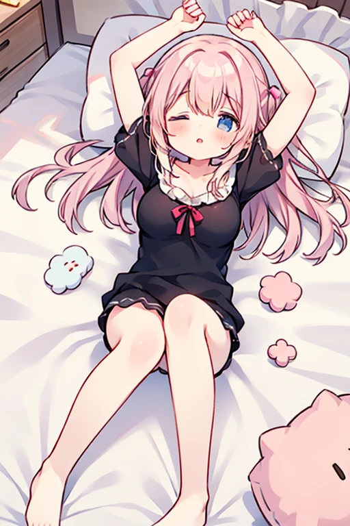 (Lovely lace:1.1)Have beautiful delicate eyes and a sweet smile,(colorful)Playfully peeking under skirts,(Comfortable and well-lit bedroom)comfortable bed。The room is full(Soft natural light),It creates a warm and inviting atmosphere。Emphasize loli'butt,Add a touch of sexiness to the scene。(bedroom)具have(Girly and elegant)aesthetics,have(muted pastels)and exquisite decoration。(side view)Angle allows us to appreciate Loli'Cute and innocent expression's face,And have her cute pose in bed。
。