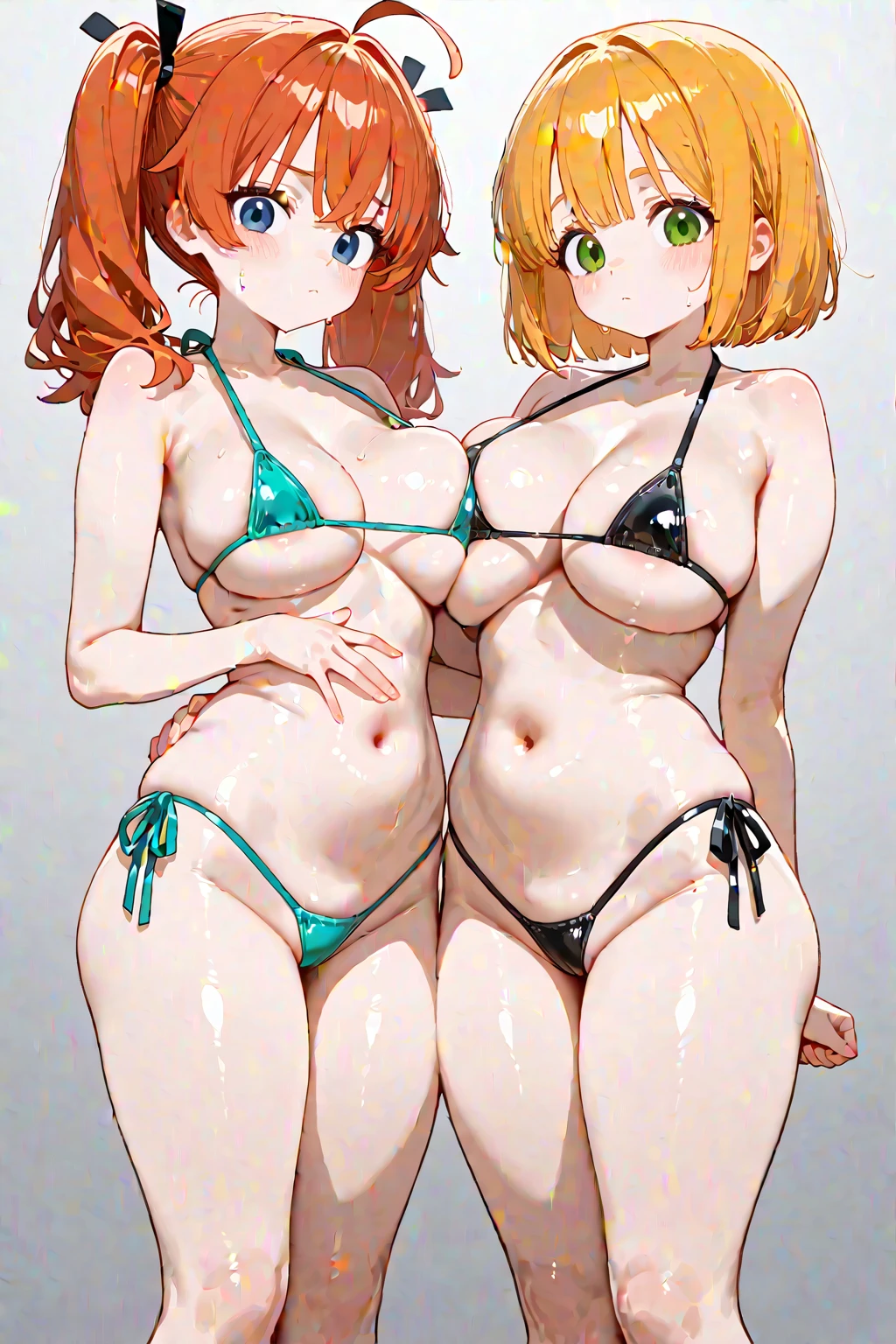 nsfw:1.3, Highest quality、High resolution、Detailed Background、((beautiful finger)),(beautiful face in every detail:1.4)、(((Burstingly Big Breasts:1.5)))、((Abdominal tightening is correct、(Draw the normal number of fingers:1.2)、(Detailed facial expressions)、(fine grain:1.2)、(fine grain:1.2)、beautiful, Smooth Skin、Teenage Beauty、(Highly detailed face:1.4), well-groomed eyebrows, Perfect body line,nasty waist, Waterfront Park、My whole body is soaked、Hair is also wet、Cowboy Shot、 (Beautiful girl swimming with a scorn smile:1.5)、(( soaked silk microbikini)), elect nipples under bikini:1.3, nude, see through swimwear:1.5、((Thong bikini))、 The high-neck bikini top is stylish yet、Adequate coverage.、Zipper and lace-up accent at chest、 Gives a stylish impression while covering your arms and back. While beautifully accentuating the body line、Effectively prevents sunburn, cute, tan, tanline:1.6, in art room:1.3, (campas (object)):1.4, 