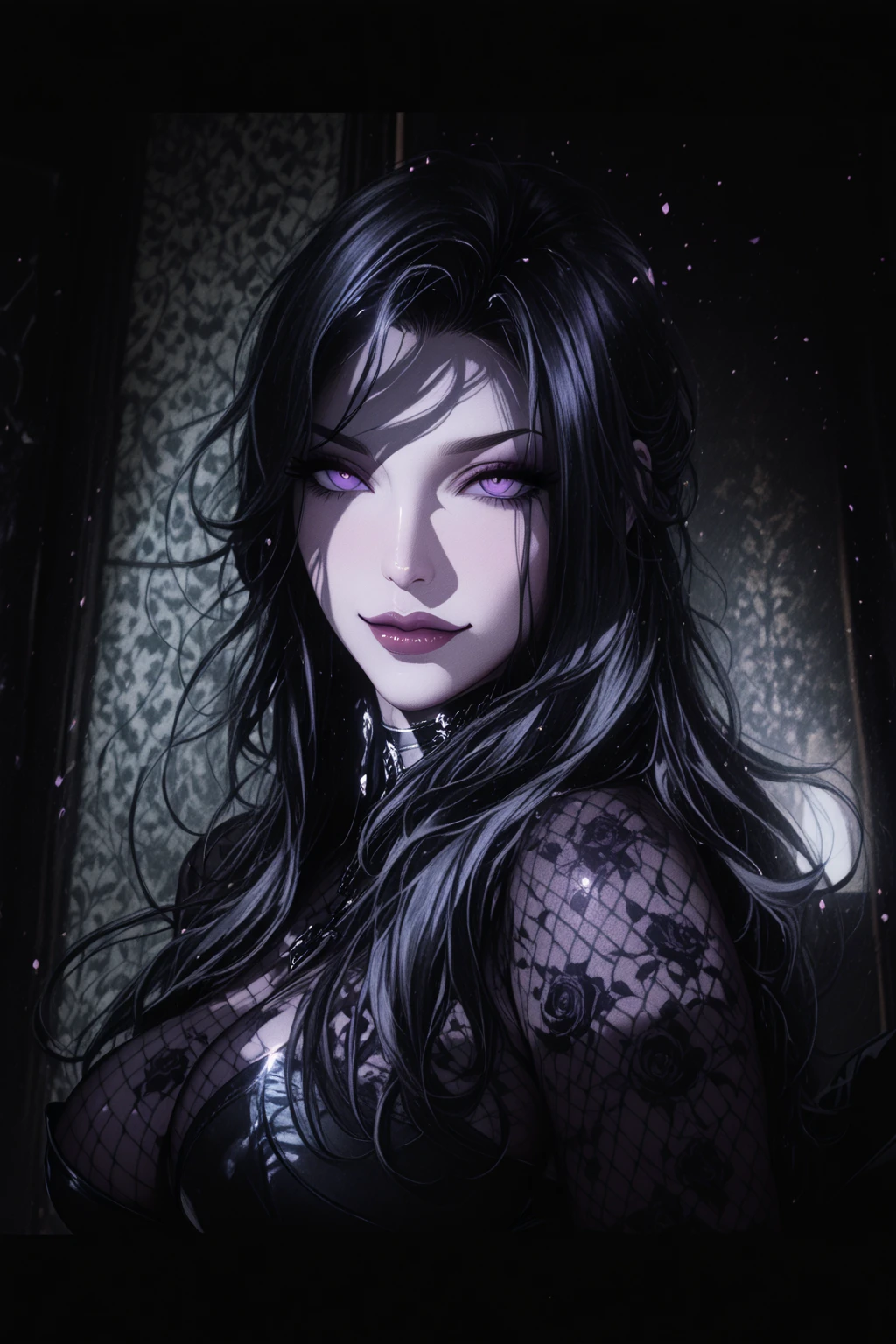 Highest quality, masterpiece, Ultra-high resolution, female、Fallen Demon、Destruction of dignity、Grey Skin、Cyan disaster々Shishi pattern、T-shaped mounting to the wall、Cowboy Shot、Inorganic facial features、A look of resignation