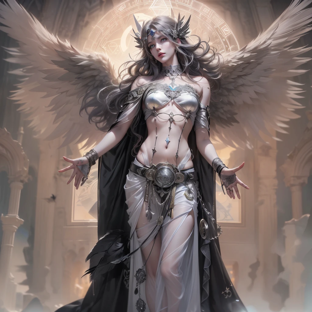 Danligur, Eva, emerging, fallen alien woman, wings on her back, white tume, night, moonlit, HD, illustration, epic, D&D, fantasy, intricate, elegant, highly detailed, digital painting, artstation, concept art, smooth, sharp focus, illustration, wallpaper, art by artgerm and greg rutkowski and alphonse mucha and jin xiaodi