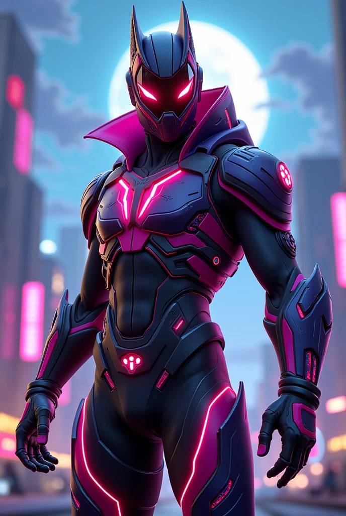 gloomy portrait of Pink Ranger from Power Rangers, with intricate angular cybernetic implants inside a brutalist building, gothic brutalist cathedral, cyberpunk, award-winning photo, bokeh, neon lights, cybernetic limb