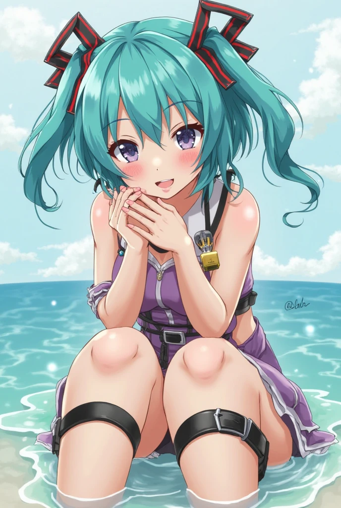 NSFW,masterpiece,Highest quality,High resolution,Super detailed,Sinon\(Sword Art Online\),High quality sexy black and white micro bikini,green cropped jacket,Short sleeve,Black shorts, hair ornaments, Hair Clip,Embarrassed,expectant face,smile,blush,Fantasy,beach,Palm tree,Rock Shade,Beach parasol,Sitting,Leg spread