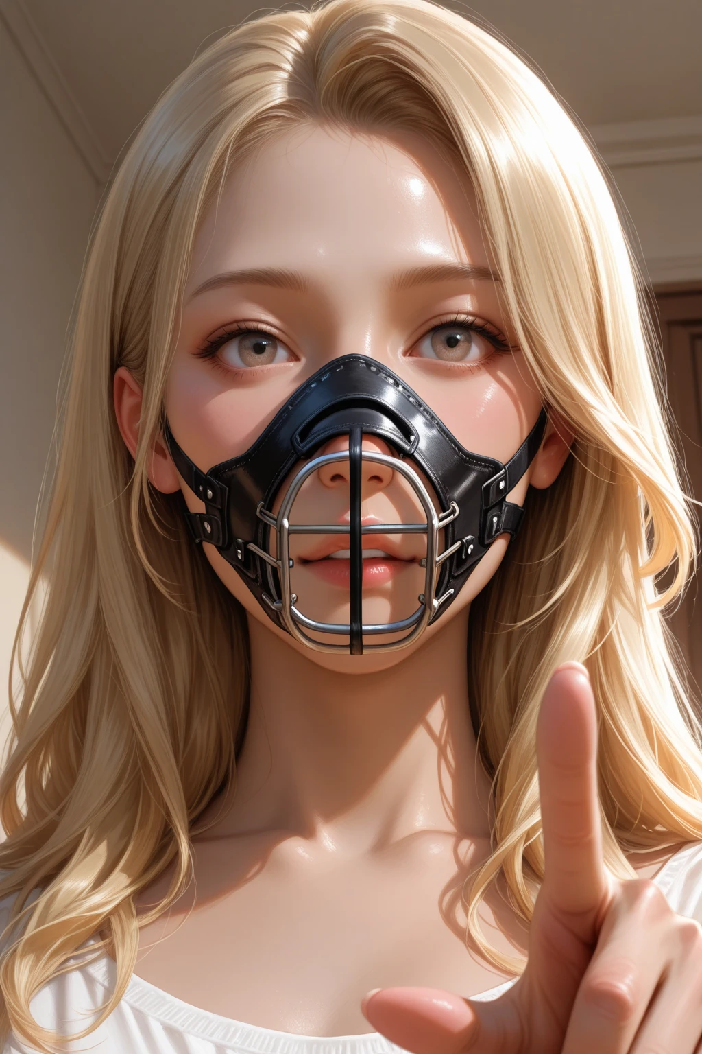 (masterpiece, best quality), intricate details,
1girl, phSaber,
(standing by wooden pole:1.2), iron collar, arms behind back, iron cuffs, shackles, bound, (Aly Michalka, bdsm, bondage, muzzle covering mouth, drool dripping, drool dangling, breathplay,) cleavage, 8k, drool all over chest, drooling, realistic, dripping wet, medium breasts, drool all over face, corset, perfect body, smooth skin, pleading eyes, lots of drool, sweating, saliva on face, exact likeness, muzzled, breath control, muzzle harness