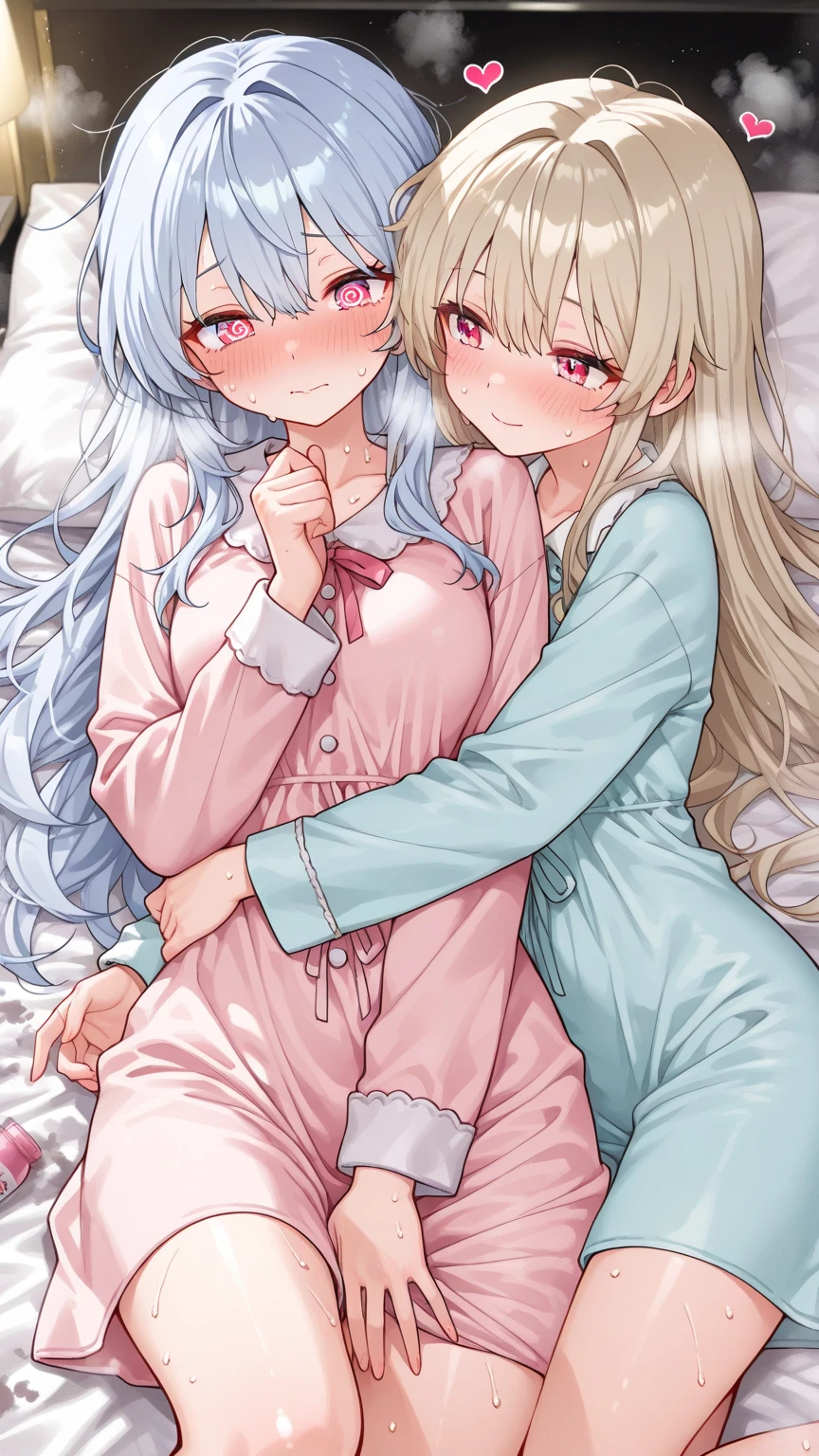 (2girls:1.5), (cleavage: 1.1),(girls bedroom: 1.1), (height difference: 1.3), (size difference: 1.1), (yuri: 1.3), (a tall giant muscular girl hugging a girl much shorter than her: 1.2) (giantess: 1.2), (laying down on the bed: 1.2), (giantess art: 1.5), (anime drawing:1.1), (simple bold lines: 1.1), (anime:1.1), (very cute anime girl), (bright), (low contrast), (prettiest teenage girl), (mature face: 1.1), (anime drawing:1.1), (simple bold lines: 1.1), (anime:1.1), (very cute anime girl), (bright), (low contrast), (prettiest teenage girl), (mature face: 1.1), (tall girl: 1.5)