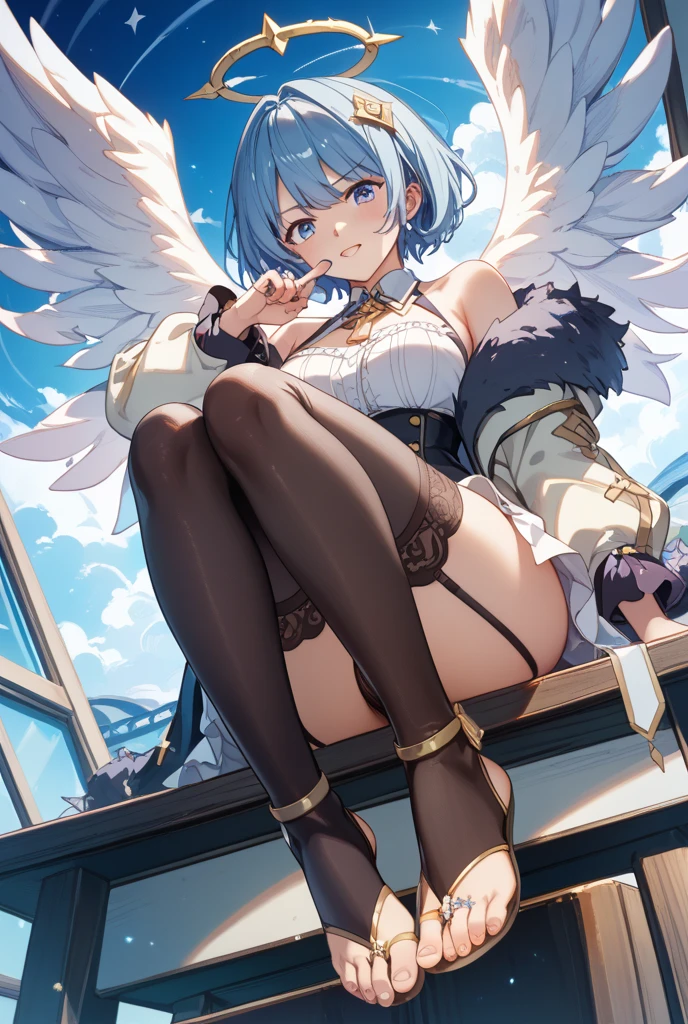 GRANBLUEfantasy,1young_teen_ girl,brown_hair,medium_bob_hair,platina_blond_hair,white_leotard,covered_crotch,thigh-highs,smile,standing,bluesky_landscape_background,slightly_spread_legs,happiness, short_gloves ,solo, r18, navel,relicbuster,short,boots,open_mouth,sitting,knees,blush,shy,bunny_ears