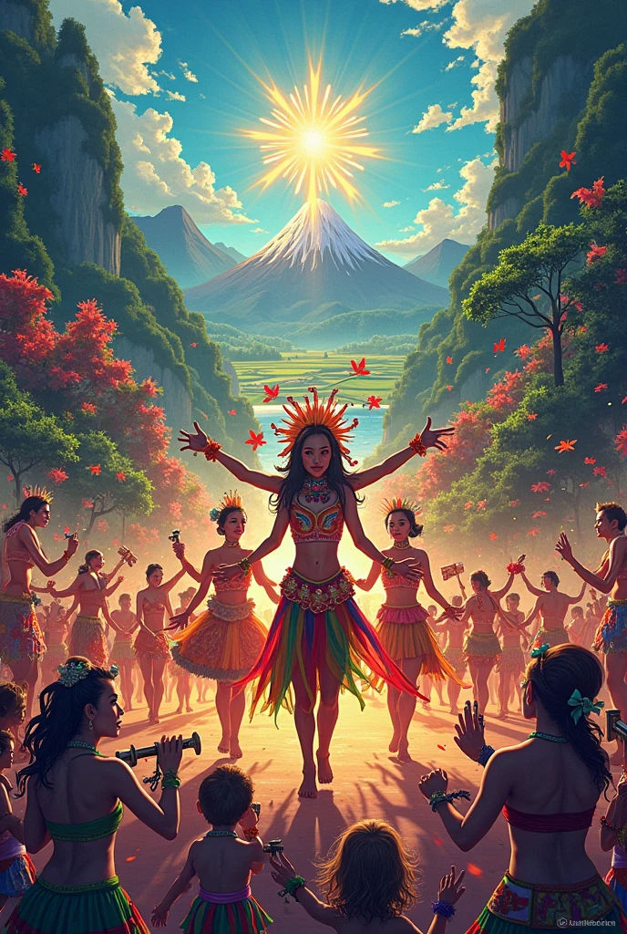 In the jungle、grassland、Amazoness、Pussy、Indian、Both eyes open、National costume、Brown skin、Big Breasts、Nipples、dance、Spectators、sunlight、Black、Have fun、rape
