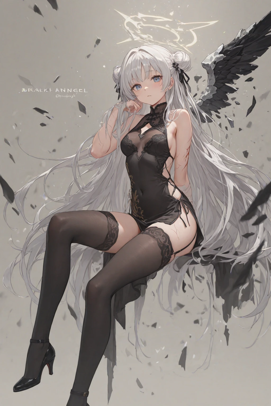 masterpiece, Highest quality, High resolution, Myolin Remblanc, Asticasia , alone, Long Hair, Grey Eyes, Grey Hair, Ahoge, bangs, Hair between the eyes, naked、 Floating Hair, Medium chest, Embarrassing、blush、